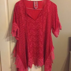 Johnny Was Cage Flare Short-Sleeve Tunic